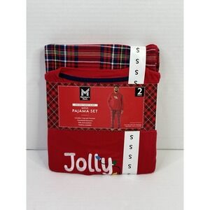 Members Mark Christmas Pajama Set Shirt & Pant Mens Small Jolly Crew Embroidered